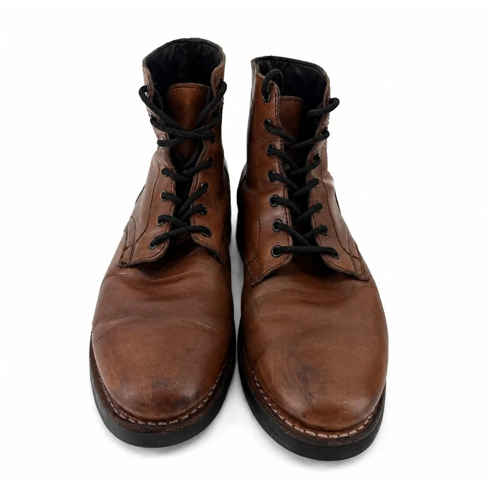 Thursday Everyday Captain Boots Men 9 Brown Leather Cap Toe Lace Up Ankle